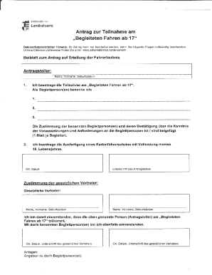 Begleiteten Fahren ab 17 Antrag