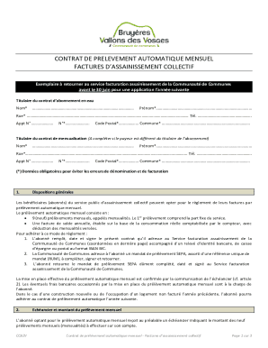 Contrat de Prélèvement Automatique Mensuel