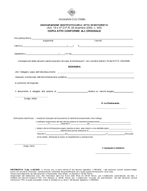 Italian Declaration of Substitution of Notoriety