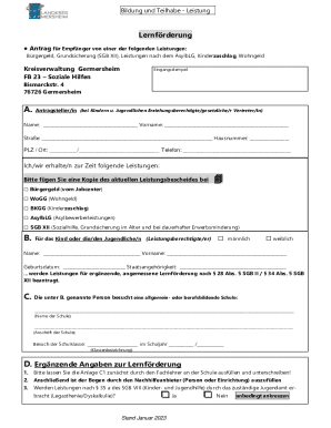 Lernförderung Antrag Form