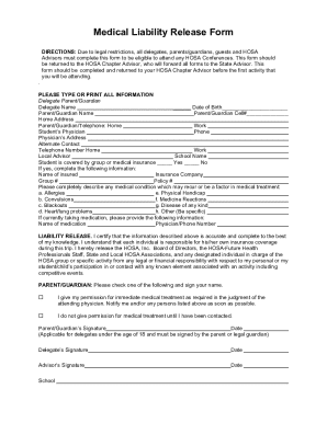 HOSA Medical Liability Release Form