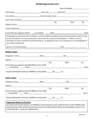 AWANA Registration Form