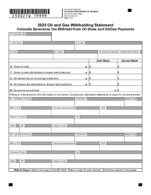 Colorado DR 0021W Oil and Gas Withholding Statement