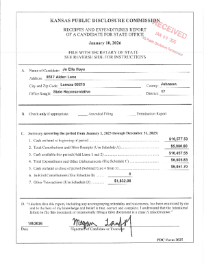 Kansas Candidate Receipts and Expenditures Report