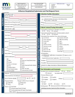 Influenza Hospitalized Submission and Test Request Form