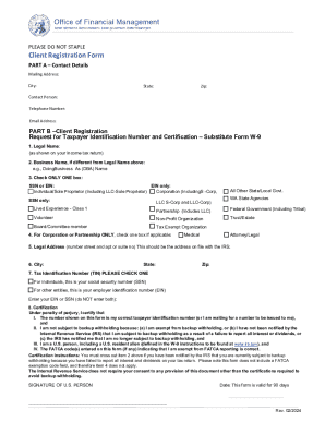 Washington State Client Registration Form