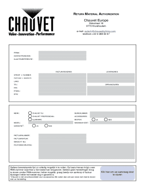 Return Material Authorization Form