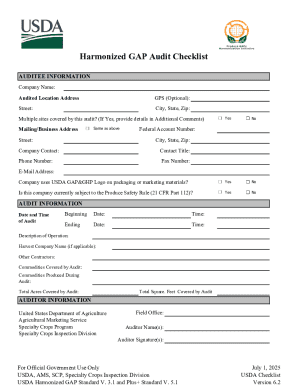 USDA GAP Audit Checklist
