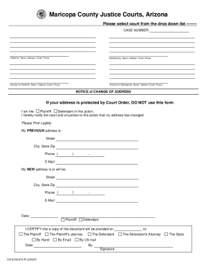 Arizona Notice of Change of Address