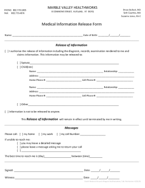 Medical Information Release Form