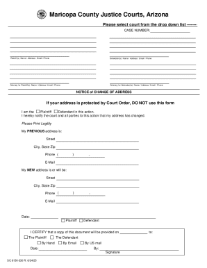 Arizona Notice of Change of Address