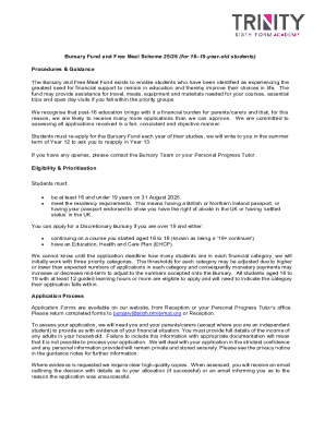 UK Student Bursary Fund Application Form