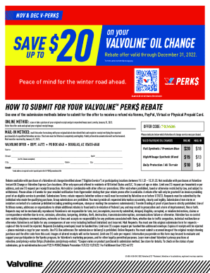 Valvoline Oil Change Rebate Form