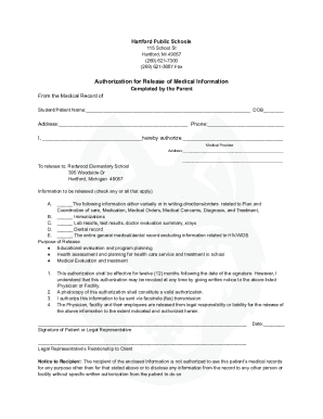 Authorization for Release of Medical Information