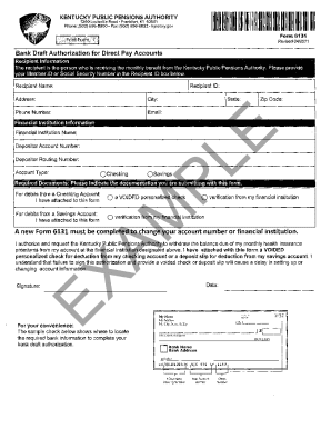 Kentucky Public Pensions Authority Bank Draft Authorization