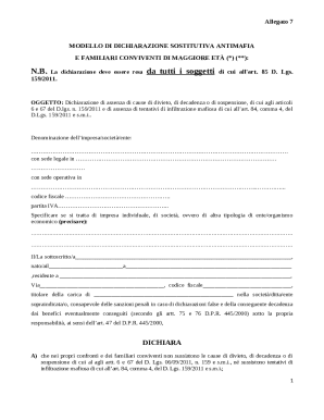 Italian Anti-Mafia Declaration Form