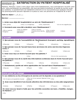 Patient Hospitalization Satisfaction Form