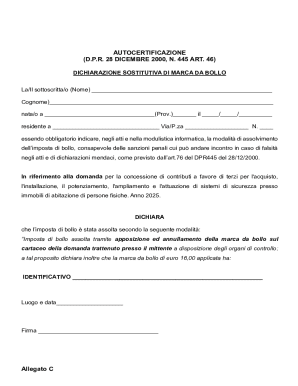 Italian Tax Stamp Declaration Form