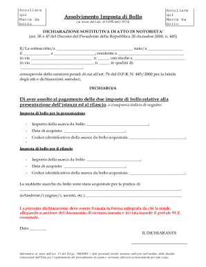 Italian Tax Stamp Declaration Form