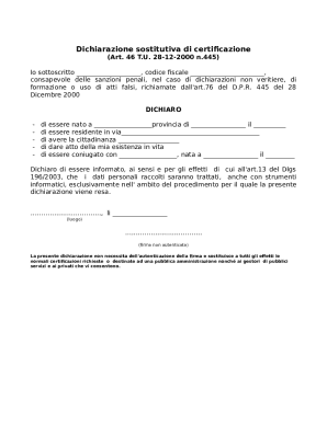 Italian Self-Certification Declaration