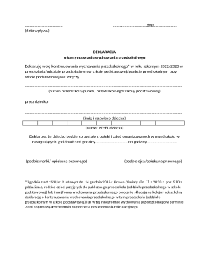 Preschool Education Continuation Declaration