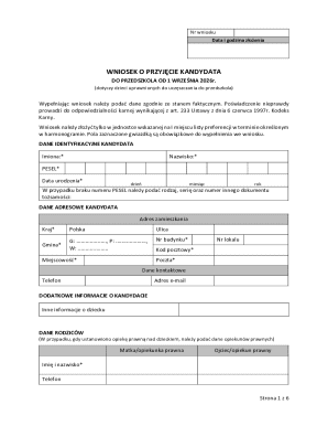 Kindergarten Admission Application Form
