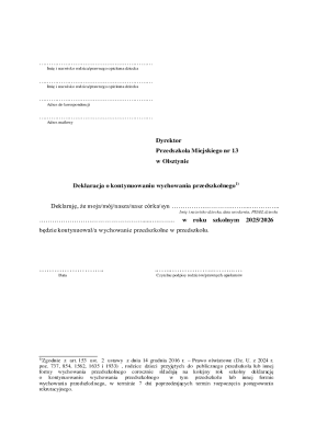 Polish Kindergarten Continuation Declaration