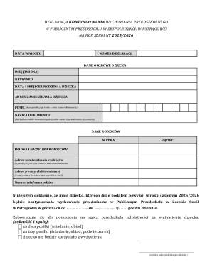 Preschool Continuation Declaration