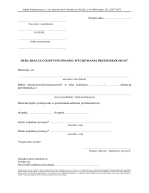 Polish Preschool Continuation Declaration