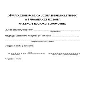 Parent Consent Waiver for Health Education