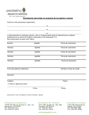 Authorization to Treat in Absence of Parents