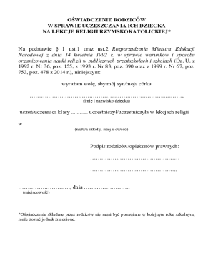 Parental Consent for Catholic Religious Education