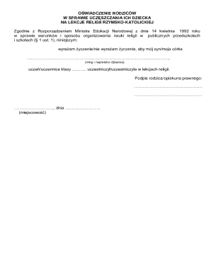 Parental Consent for Religious or Ethics Classes