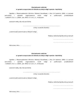 Parental Consent for Catholic Religious Education