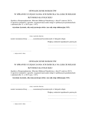 Parental Consent for Catholic Religious Education