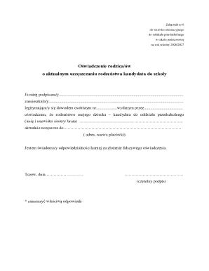 Parent Declaration for Sibling Attendance