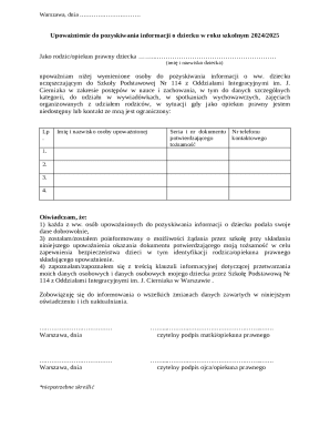 Authorization to Obtain Child Information Form