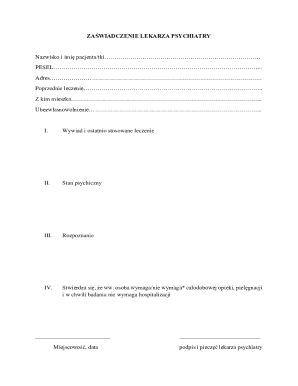 Psychiatrist's Certificate for Care Facility Referral