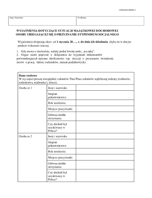 Financial Situation Explanation Form