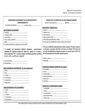 Contractor’s Statement for Tax and Insurance Purposes