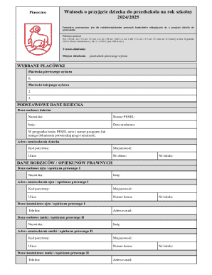Poland Kindergarten Admission Application