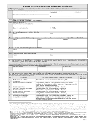 Polish Kindergarten Admission Application