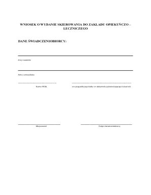 Wniosek o wydanie skierowania do ZOLu