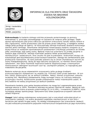 Patient Consent Form for Colonoscopy