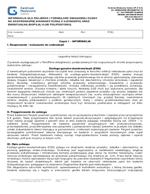 Medical Consent Form for Diagnostic Gastroscopy