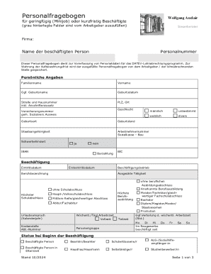 German Minijob Employment Form