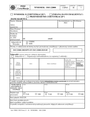 ISO 22000 Certification Application