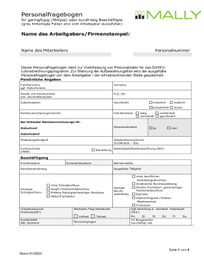German Minijob Employee Information Form