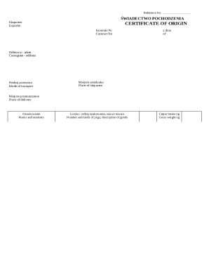 Certificate of Origin