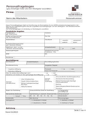 German Employee Personal Information Form